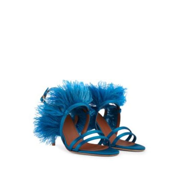 MALONE SOULIERS Shoes - MALONE SOULIERS Womens Blue Feather Sonia Round Toe Stiletto Heeled Sandal 35.5